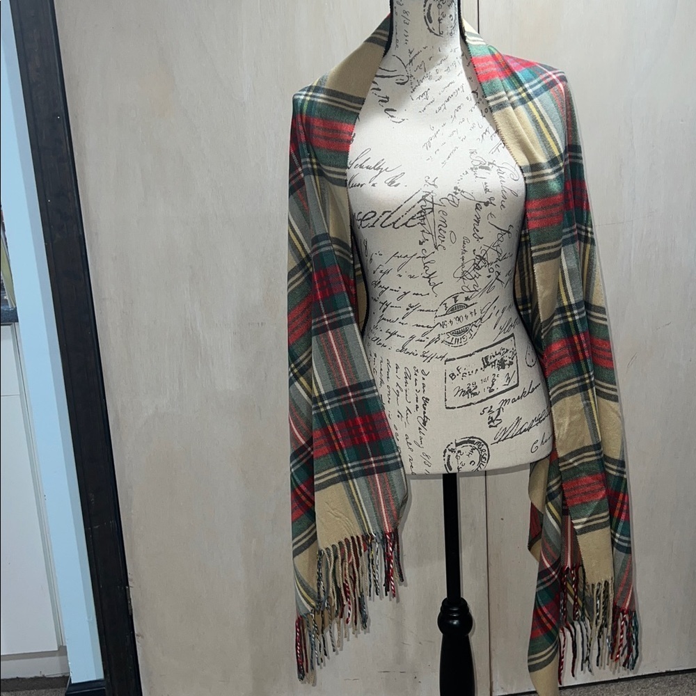 Plaid Shawl Wrap Scarf - Picture 2 of 4